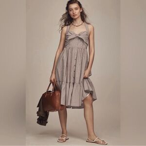 Maeve Brown Checkered Midi Dress